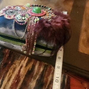 Mary Frances Beaded Hair Clip with Green and Purple Details